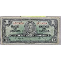 1937 KING GEORGE VI $1.00 DOLLAR BILL