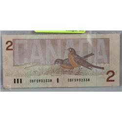 1986  ROBIN  $2 DOLLAR  BANK NOTE