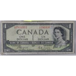 1954 CANADIAN  $1.00 DEVILS FACE BANK NOTE