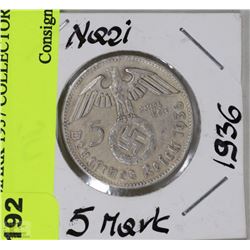 NAZI 5 MARK 1937 COLLECTOR COIN "E"