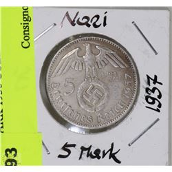 NAZI 5 MARK 1936 COLLECTOR COIN "E"