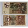 Image 1 : NAZI BANK NOTES STAMPED 1ST SS DIVISION ADOLF