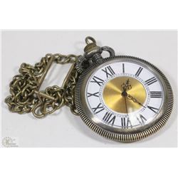 NEW DELUXE ROMAN NUMERAL POCKET WATCH WITH CHAIN