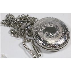 NEW DELUXE CREST SILVER COLORED POCKET WATCH WITH