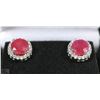 Image 1 : #13-RED RUBY,&CZ.925 SOLID SILVER EARRINGS