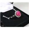 Image 1 : #15-RED RUBY&CZ .925 SOLID SILVER RING