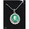 Image 1 : #11-GREEN EMERALD &CZ .925 SOLID SILVER PENDANT