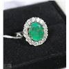 Image 1 : #12-GREEN EMERALD &CZ.925 SOLID SILVER RING