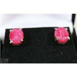 #4-RED RUBY .925 SOLID SILVER EARRINGS