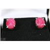 Image 1 : #4-RED RUBY .925 SOLID SILVER EARRINGS