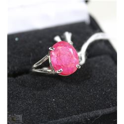 #6-RED RUBY .925 SOLID SILVER RING