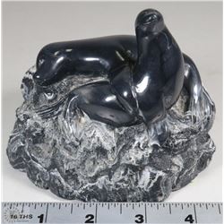 NATIVE ARTIST CARVED SOAPSTONE SEALS SIGNED COOK