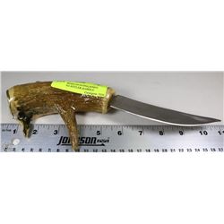 HAND FORGED HUNTING KNIFE WITH STAG ANTLER HANDLE