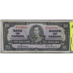1937 CANADIAN $10.00 BILL