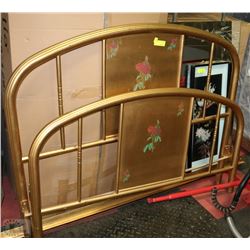 ESTATE ANTIQUE GOLD TONE HAND PAINTED DOUBLE