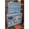 Image 1 : LIGHT BLUE WOOD 2 PIECE DISPLAY CABINET