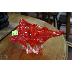 ORANGE ART GLASS DISH