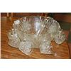 Image 1 : ESTATE CUT GLASS PUNCH BOWL SET