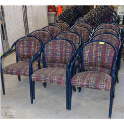 LOT OF 71 BLUE METAL FRAMED DINING CHAIRS