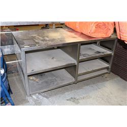 LARGE STAINLESS STEEL TABLE WITH SHELVES