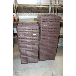 STACK OF 11 BROWN CUP WASHING COMMERCIAL TRAYS