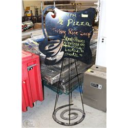 METAL RESTAURANT SIGN WITH STAND