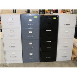 ASSORTMENT OF FOUR 4 DRAWER FILING CABINETS
