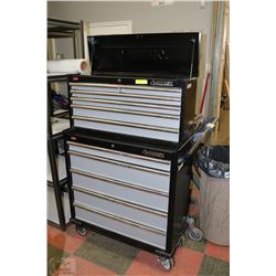 HUSKY 2-TIER ROLLING TOOL BOX WITH KEYS.