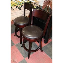 PAIR OF SHOWHOME WOOD AND LEATHERETTE