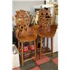Image 1 : SET OF TWO CARVED ANTIQUE HIGH BACK BAR CHAIRS