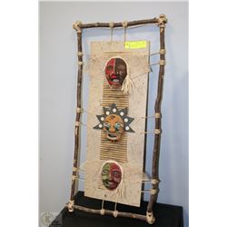 AFRICAN TRIBAL MASK WALL ART - 4 CARVED MASKS