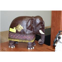 LARGE VINTAGE CARVED & PAINTED WOOD ELEPHANT