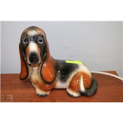VINTAGE PORCELAIN HOUND DOG STATUE 12"L-6"W-10"