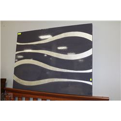 LARGE GREY AND SILVER ABSTRACT CANVAS PICTURE