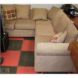 NEW BEIGE FABRIC SECTIONAL WITH ACCENT CUSHIONS
