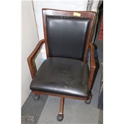WOOD AND LEATHERETTE OFFICE CHAIR