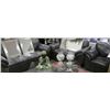 Image 1 : BLACK LEATHER SOFA, LOVE SEAT, AND CHAIR