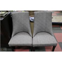 SHOWHOME PAIR OF GREY FABRIC SIDECHAIRS