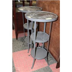 PAIR OF GREY METAL SHOWHOME PLANT STANDS