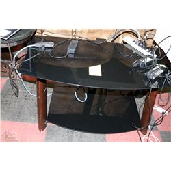 BLACK METAL & GLASS 2-TIER TV/MEDIA