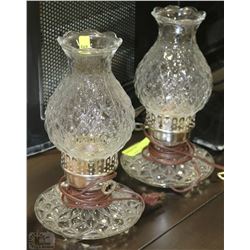 PAIR OF ESTATE CUT GLASS ELECTRIC HURRICANE LAMPS
