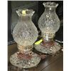 Image 1 : PAIR OF ESTATE CUT GLASS ELECTRIC HURRICANE LAMPS