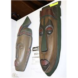 PAIR OF LARGE WOODEN NATIVE TRIBAL MASKS