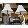 Image 1 : GREY METAL LAMP SET WITH WHITE SHADES