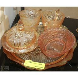 ESTATE PINK DEPRESSION GLASS ASSORTMENT