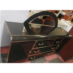 ESTATE BLACK AND GOLD TONE TRIM DRESSER WITH