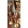 Image 1 : PAIR OF 24" GIRAFFE FAMILY CARVED WOOD STATUES