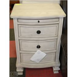 SHOWHOME BEIGE 3 DRAWER NIGHT STAND WITH TRAY AND