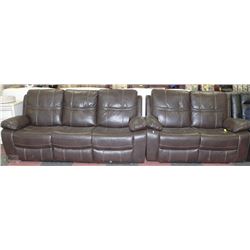 NEW ROCKPORT BROWN LEATHERETTE RECLINING SOFA