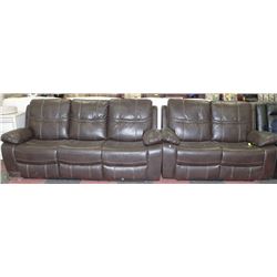NEW ROCKPORT BROWN LEATHERETTE RECLINING SOFA